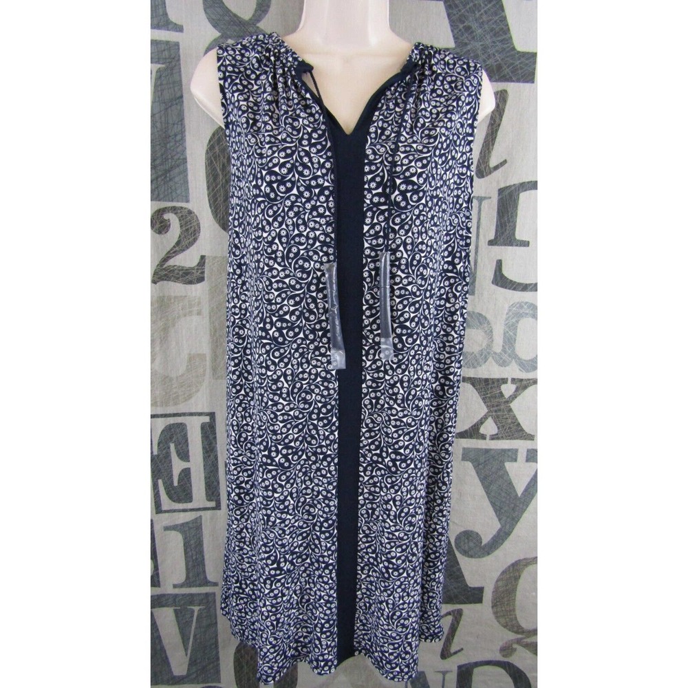 New Michael Kors Women XL Navy Blue Dress V-Neck Sleeveless Dress Stretch $98